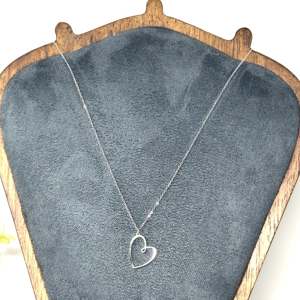 Sterling Silver 925 Heart Pendant Necklace 20" 2.58 Grams Anniversary Love 2.58g